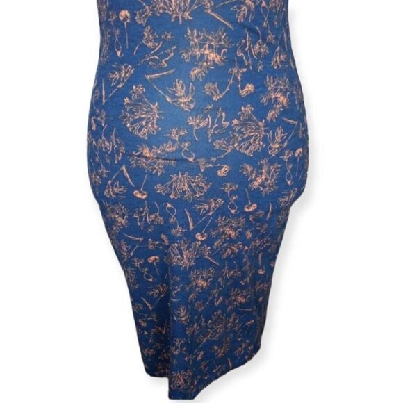 LULAROE NAVY & TAN FLORAL BODYCON DRESS SZ.XXS EUC. - Picture 3 of 7